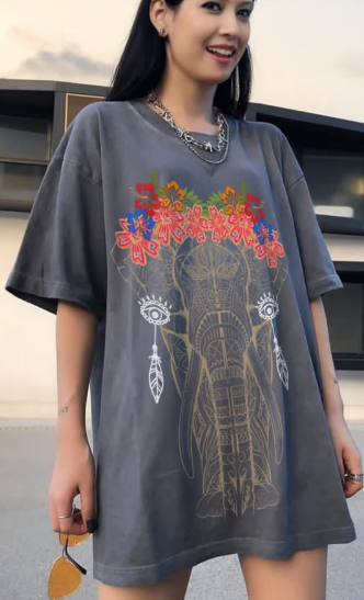 Remerón Gris Elefante Floral – Talle Único