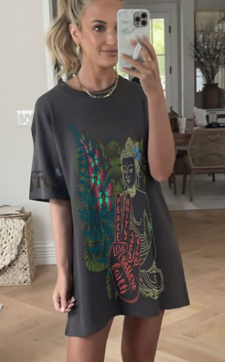 Remerón Gris Oscuro Buddha Tropical – Talle Único